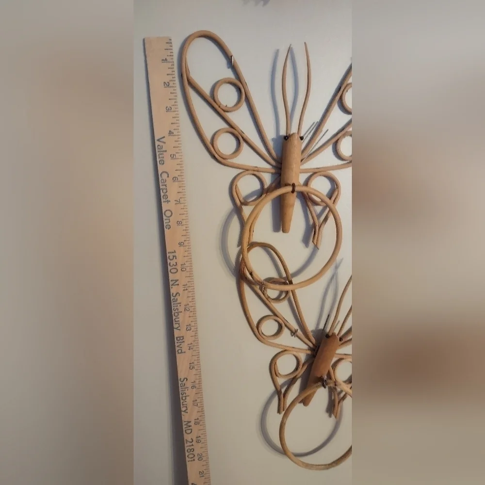 Vintage 70s Bent Bamboo Butterfly Gallery Wall Decor Hong Kong